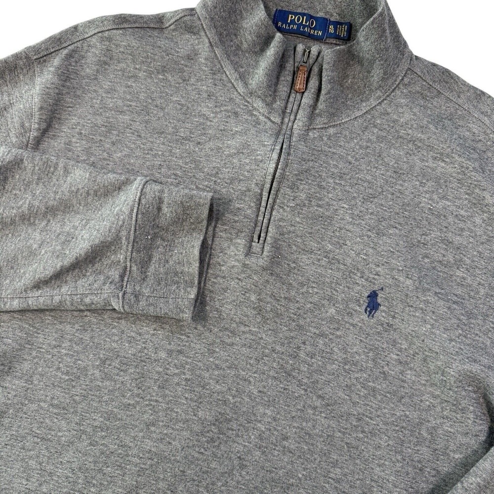 Polo Ralph Lauren 1/4 Zip Pullover Sweatshirt Sweater Mens XL Gray Casual